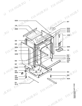 Взрыв-схема посудомоечной машины Husqvarna Electrolux QB521W - Схема узла Housing 001